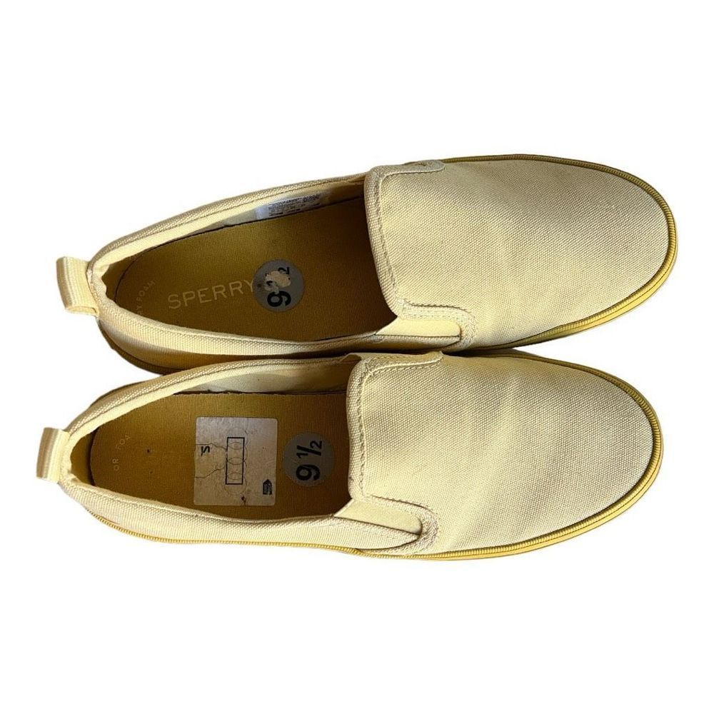 Womens Sperry Crest TG Yellow Canvas Laceless Slip-On Sneakers Boat Shoes - 9.5 - Picture 3 of 7